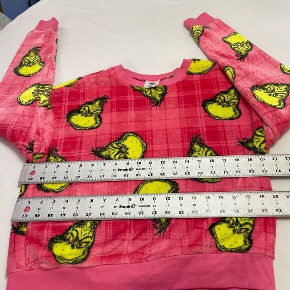 The Grinch Fleece Pink Green Velour Sweater Pullover Size Medium New - Picture 3 of 8